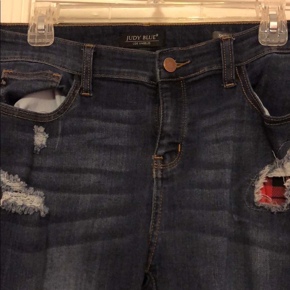 Judy Blue - red buffalo plaid jeans